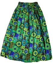 Vtg Dutchmaid Ephrata PA 28 Maxi Skirt 60s Mod Stained Glass Green Blue ... - $34.20