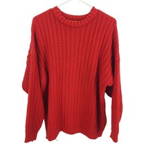 Vtg Zepe Bright Orange-Red Oversize Sweater Size Medium Vintage - £19.83 GBP
