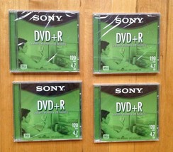 Lot of 4 Sony DVD-R DVD+R  RW Printable 16X 4.7GB 120min Blank Media Disc New - £10.83 GBP
