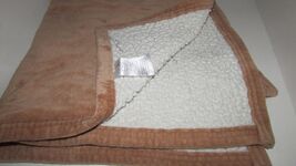 Koala baby plush solid brown cream sherpa back baby blanket stroller size - $9.26