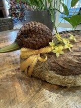 Pinecone Leaves Fur Mallard Duck Cabin Decoy Folk Art Animal Rustic Hand... - $30.00