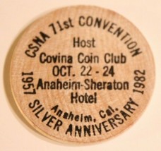 Vintage Anaheim California Wooden Nickel CSNA 71st Convention 1982 - $4.94