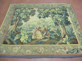 5&#39; X 6&#39; Antique TAPESTRY French Hand Made Aubusson Weave Nature One Of A Kind - £1,812.95 GBP