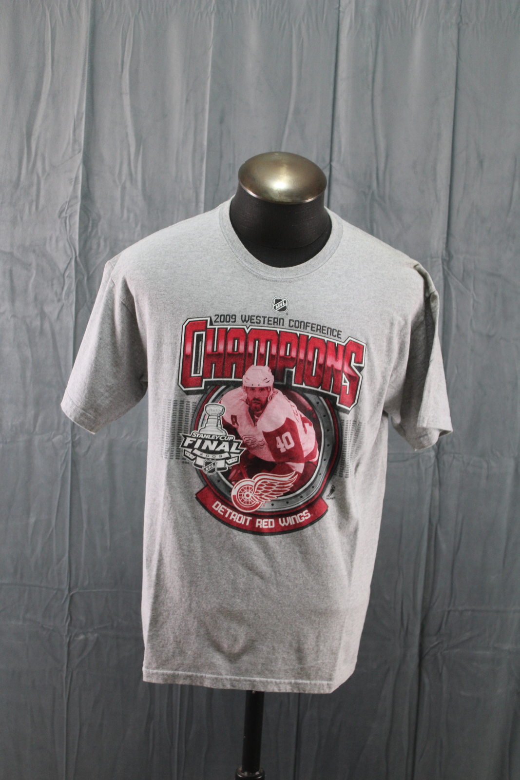 Detroit Red Wings Shirt (Retro) - 2009 Western Conference Champions - Mens Large - $45.00