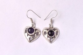 Handcrafted Silver Plated Round Amethyst Ethnic Dengal Earrings Women Party Wear - £23.29 GBP