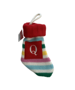 Wondershop Mini Christmas Knit Stocking 8&quot; Initial Letter Q Red Multicolor - £7.77 GBP