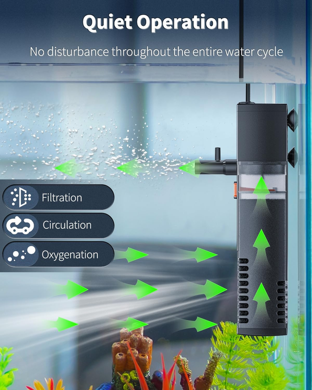 Pawfly Internal Aquarium Filter, Submersible Power Filter with 55 GPH Water Pump Item image 5