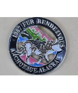 ANCHORAGE ALASKA-&quot;Fur Rendezvous 1987-Black-Rondy-Metal-Alaska Wolf-1 3/... - $12.51