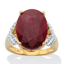 PalmBeach Jewelry Gold-Plated Silver Red Ruby and White Topaz Cocktail Ring - £96.50 GBP