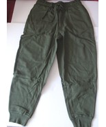 Women&#39;s Green Drawstring Sweatpants Tapered Leg, Side Pockets Size L - $15.84