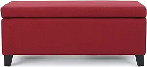 Christopher Knight Home Breanna Fabric Storage Ottoman, Deep Red - £197.60 GBP