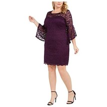 MSRP $59 Love Squared Trendy Plus Size Bell-Sleeve Lace Dress Purple Size 1X - £9.77 GBP