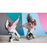 Vintage Fitz And Floyd Cockatoo Candle Holder Set 1986 Beautiful Pink - £158.31 GBP