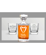 Custom Whiskey Decanter Set, Engraved Whiskey Decanter, Whiskey Glass Gift - $18.95+