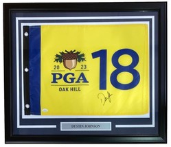 Dustin Johnson Signed Framed 2023 PGA Oak Hill Golf Flag JSA - £309.18 GBP