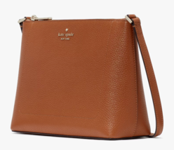 Kate Spade Leila Crossbody Bag Brown Pebbled Leather Purse KG464 $299 Retail FS - £77.67 GBP