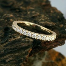 1/2CT Künstlicher Diamant Ewigkeit Ehering 14K Gelbgold Versilbert - £138.74 GBP