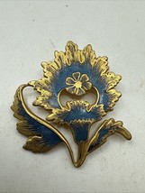Vintage 1985 MMA Metropolitan Museum of Art Goldplated Blue Enamel Flowe... - $22.72