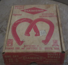 Vintage Diamond Pitching Horseshoes (4) Double Ringer Pitching Shoes wit... - $46.74