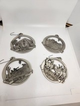 Set Of 4 VTG Pewter Christmas Ornament 2.75&quot; 1986 Made In USA. - £22.27 GBP