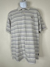 Izod Blue Gray Striped Polo Shirt Short Sleeve Mens Large - $12.49