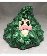 Christmas tree Santa face Cookie Jar SCIOTO 95 unique green glossy paint... - £6.17 GBP