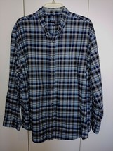 ST. JOHN&#39;S BAY MEN&#39;S LS BLUE PLAID EASY CARE COTTON/POLY BUTTON SHIRT-XX... - £10.25 GBP