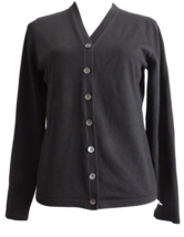Banana Republic Cardigan Sweater Large Black Button Front Work Casual V Neckline - £23.97 GBP