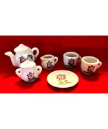 Vintage Japan Miniature 6 Pc Tea Set w Young Girl &amp; Floral Design - €8,53 EUR