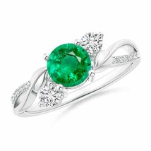 Authenticity Guarantee 
ANGARA Emerald and Diamond Twisted Vine Ring for Wome... - £2,087.42 GBP