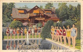 Bathing Beauties Hot Springs National Park Arkansas 1939 linen postcard - £5.55 GBP