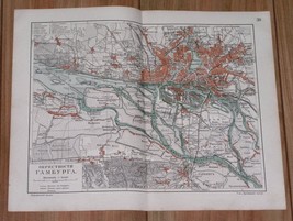 1905 Rare Antique Russian Map Of Hamburg And Vicinity Altona Blankenese Germany - £19.84 GBP