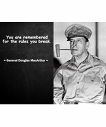 GENERAL DOUGLAS MACARTHUR FAMOUS QUOTE PHOTO PRINT YOU ARE REMEMBERED FO... - $90.41 MXN+
