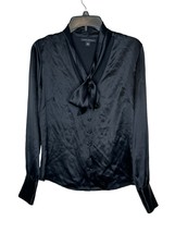 Banana Republic Women&#39;s Top Silky Tie Neck Blouse Front Long Sleeve Cuff Medium - £15.65 GBP