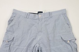 Vintage Ralph Lauren Mens 42 Distressed Hickory Striped Cargo Shorts Blue Cotton - £27.57 GBP