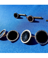 Elegant Vintage Deco Onyx Platinum Rim Cuff Links 14k Gold Gatsby Era Bu... - $1,610.25
