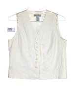 Vtg Stephanie Andrews Women&#39;s M Cream Linen Embroidered Vest, 8 Buttons ... - €24,21 EUR