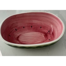 Vintage Handmade Ceramic Oval Watermelon Serving ,Salad Bowl , Fruit bowl - £14.61 GBP