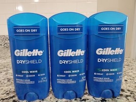 3 Pk Gillette DryShield Invisible Solid Antiperspirant Deodorant Cool Wave 2/25 - £34.65 GBP