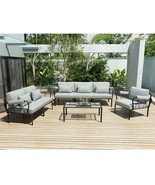 Rajni Patio Ottoman, Gray Fabric &amp; Black Finish - $202.00 CAD