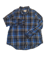 Lucky Brand Shirt Womens LG  Blue Plaid Long Sleeve Flannel Button Up - $22.00 CAD