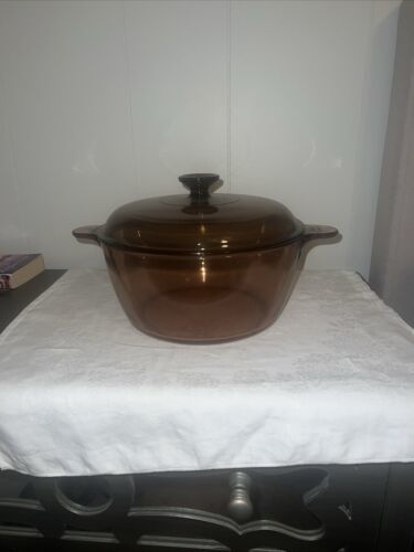 Primary image for Corning Ware Visions Amber Glass Cookware 4.5L 5Qt Dutch Oven Stock Pot w/ Lid