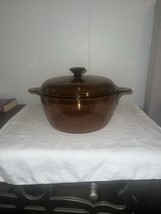 Corning Ware Visions Amber Glass Cookware 4.5L 5Qt Dutch Oven Stock Pot ... - $37.40