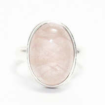 Awesome NATURAL ROSE QUARTZ Gemstone Ring, Birthstone Ring, 925 Sterling Silver  - £23.93 GBP