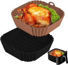 2 PCS Square Silicone Air Fryer Liners - 8 Inch Reusable Air Fryer Pot -... - $12.93