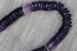 8 inches faceted purple amethyst heishi wheel/ tyre gemstone discs beads... - $31.44