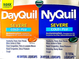 Vicks DayQuil &amp; NyQuil Severe Cold &amp; Flu 72 Liquid Capsules EXP 03/2026 - $26.52