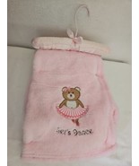 New Baby Blanket Ballerina Bear Lets Dance Pink Tutu Satin Hanger Attached - £20.38 GBP