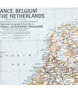 1960 France Belgium Netherlands Map National Geographic Europe 24.5 x 19... - $19.99
