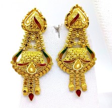 Handmade 22K Yellow Gold Filigree Antique Ethnic Earrings Tribal Jewelry - £1,239.08 GBP